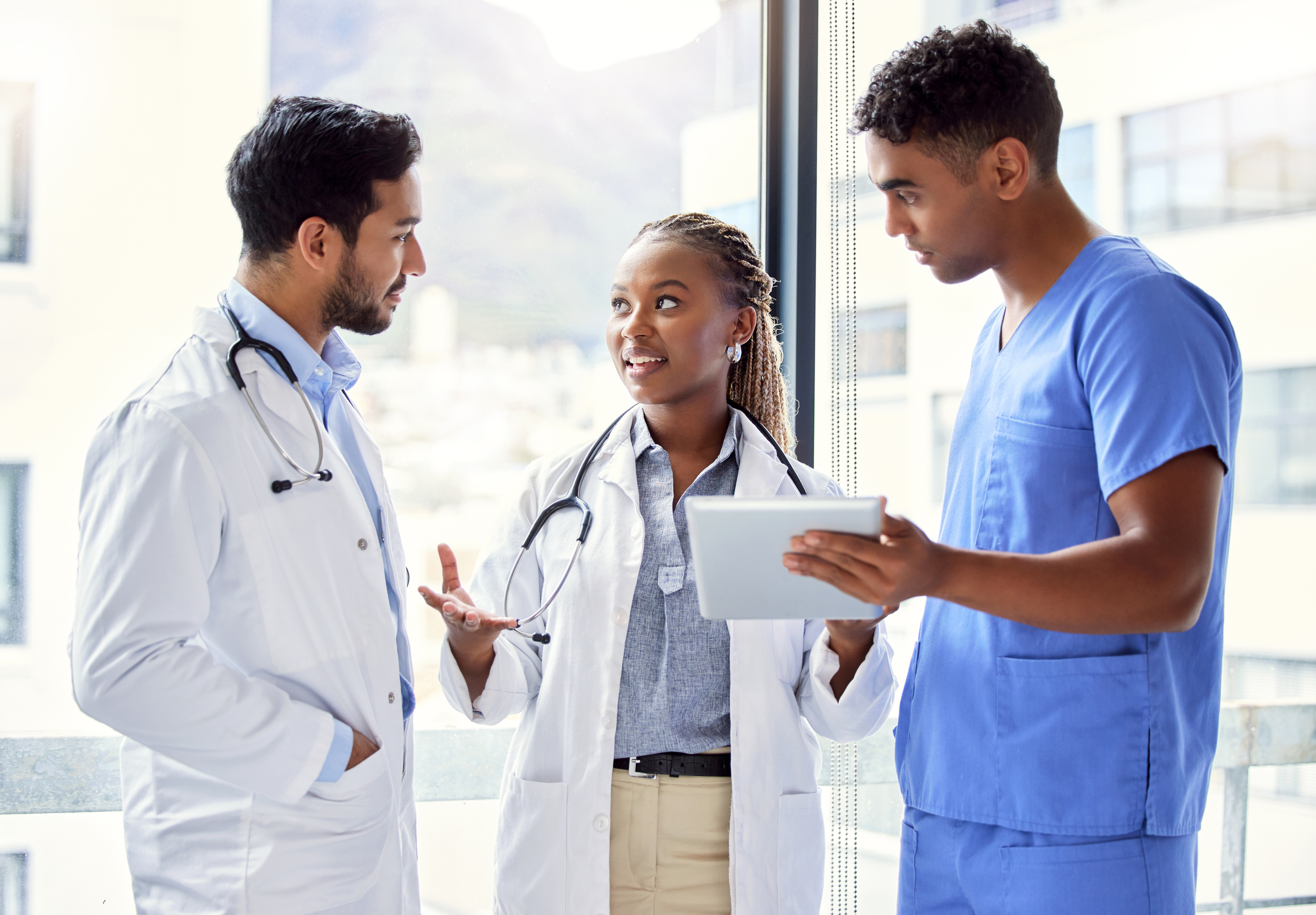 Student doctors talking